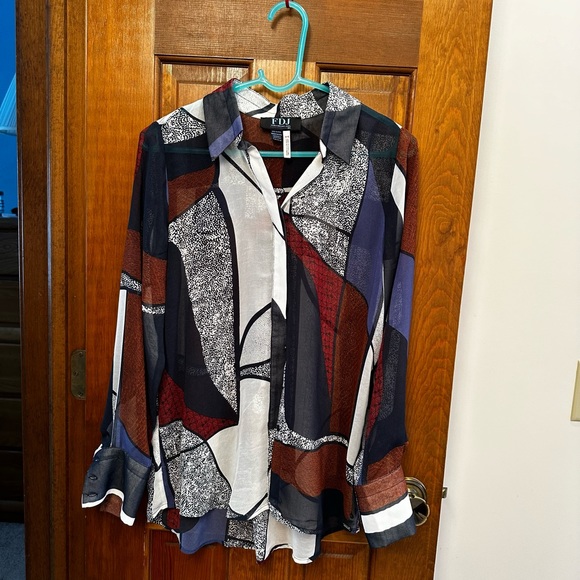 FDJ FRENCH DRESSING JEANS MULTI COLOR LONG SLEEVE BLOUSE SIZE 6 - Picture 1 of 6